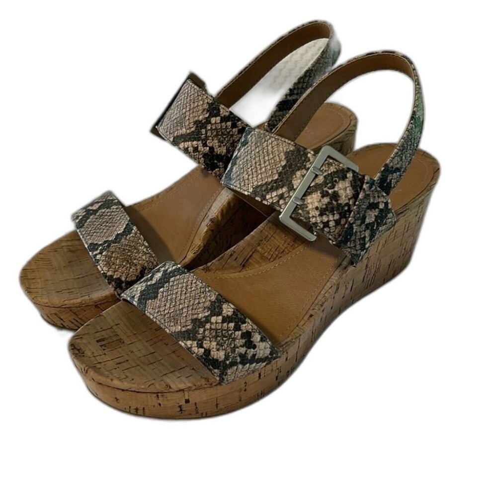 New Directions Women's Snakeskin Wedge Sandals Size 8.5